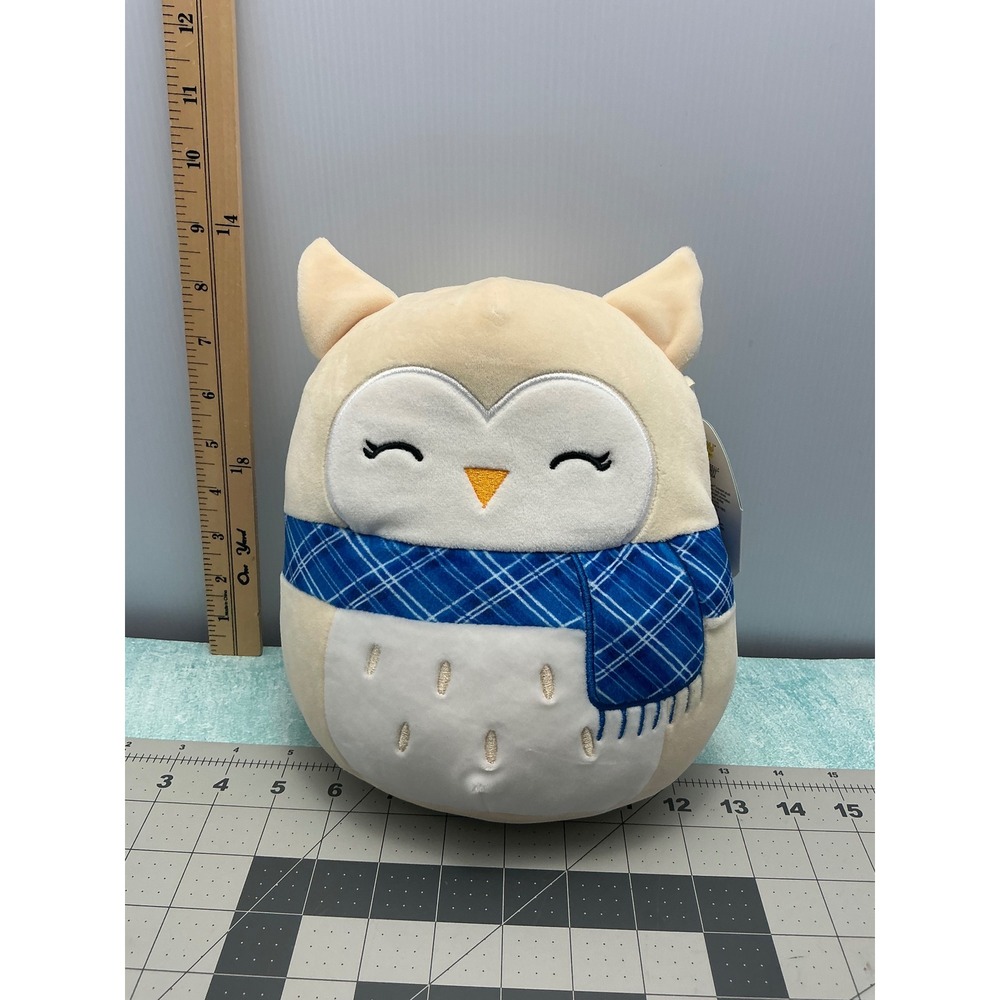 Squishmallows Vee‎ Owl Plush 8 Inch Blue Plaid Scarf Stuffed Animal Toy